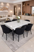 مائدة طعام رخامية فاخرة مع طقم كراسي مخملية - Sweet Dining Set