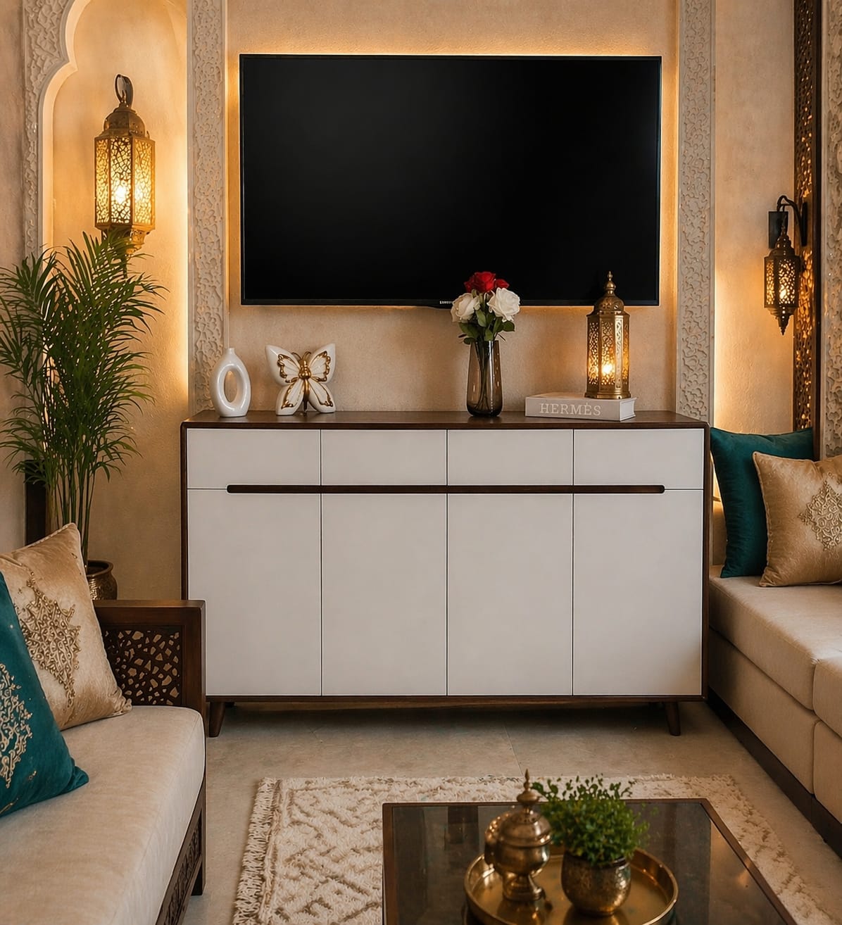 طاولة كونسول وبوفيه مودرن فاخر لغرف المعيشة - Sweet Glam Console